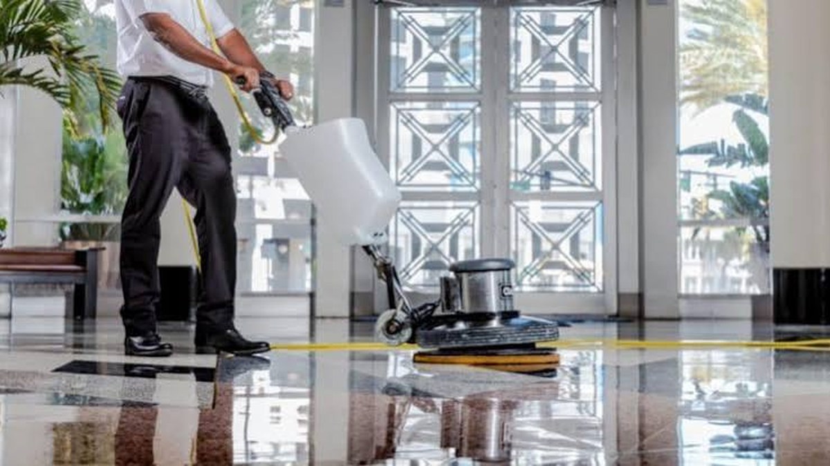 Commercial cleaning team maintaining a Raleigh business facility