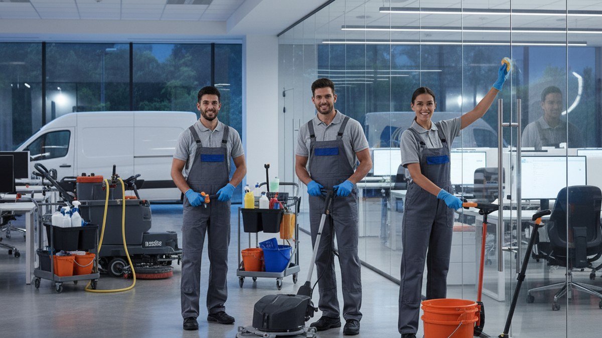 Janitorial cleaning team providing daily and weekly service in Raleigh